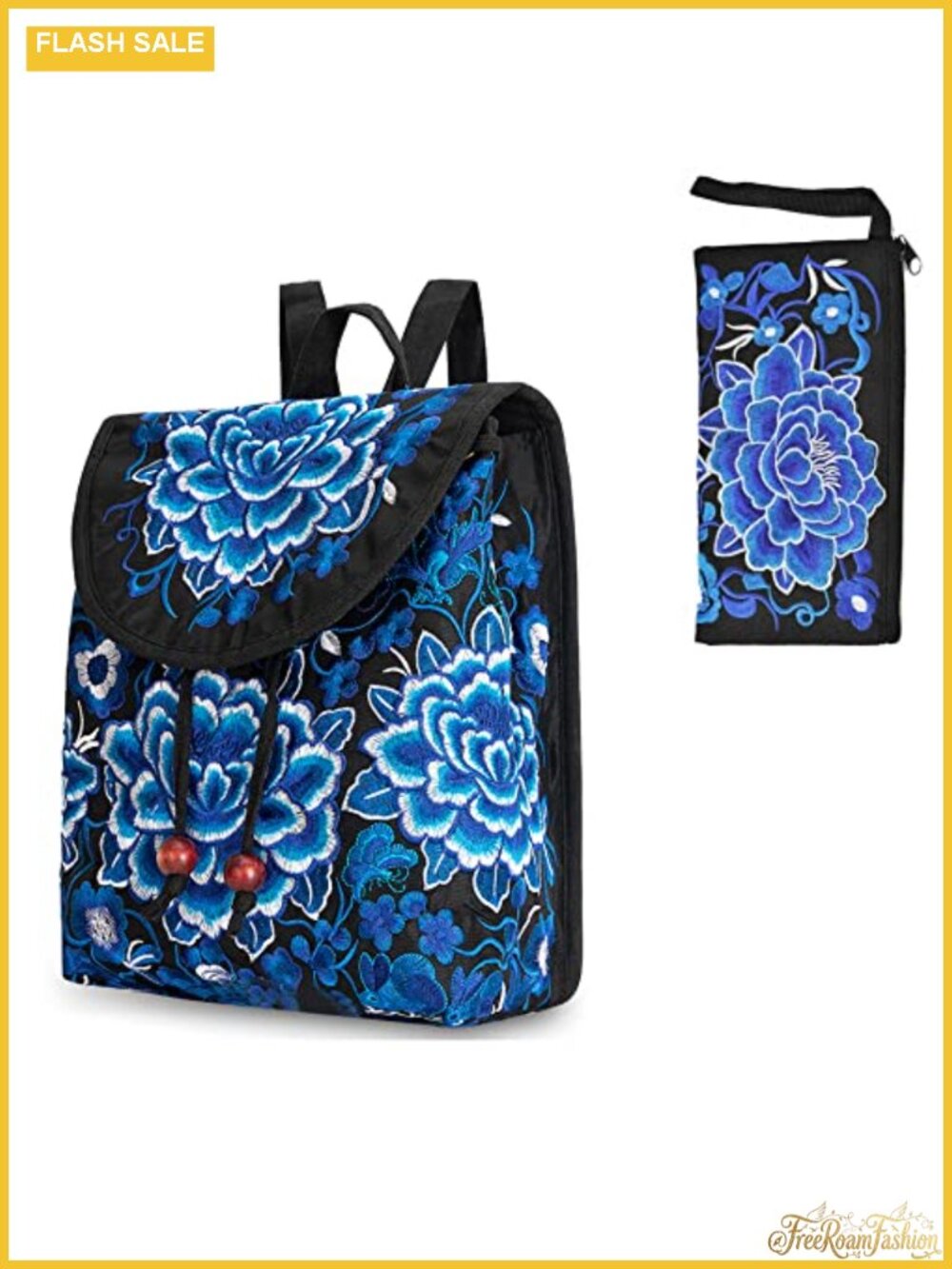 Canvas Embroidered Boho Backpack Purse Women Travel Shoulder Bag
